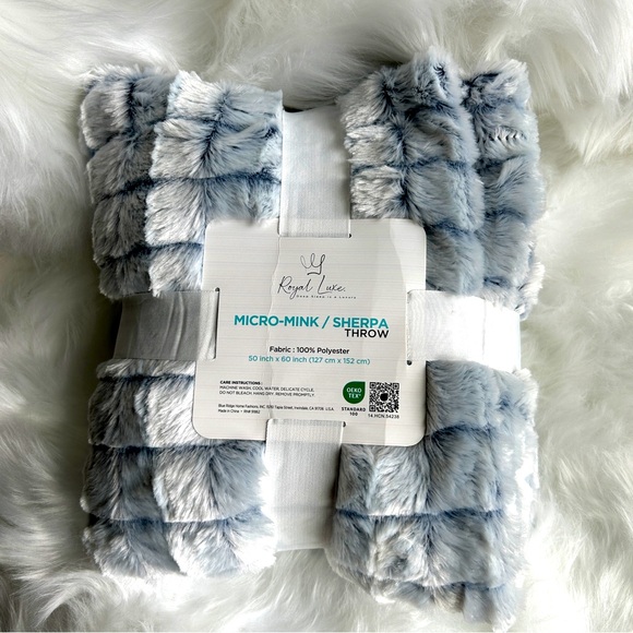 NWT HUGE Micro-Mink Sherpa Throw Reversible 50 x 60 OKEO TEX - Picture 2 of 2